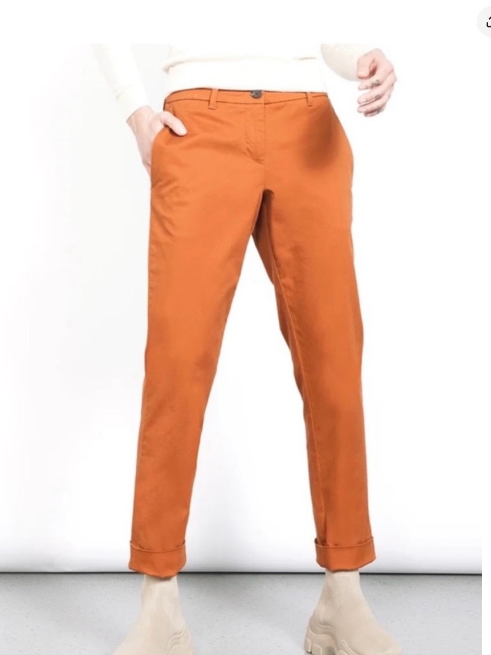 Wildfang Cropped Chino Pants in Orange